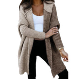 Colored Hooded Knitted Cardigan Women's Long Sweater Women's Coat In The Autumn And Winter Of 2025 HZ1208