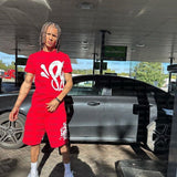 Trendy Letter Print Loose Short-Sleeved Top Street Hip-Hop Men And Women T-Shirt Shorts 2025 HZ1208