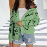 Yangyang Long-Sleeved Knitted Autumn And Winter New Coat Loose Cartoon Dinosaur Cardigan HZ1208