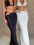Women's Summer New Burqa Sexy Bare Back Strap Small Vest High Waist Fit Skirt Suit HZ1208