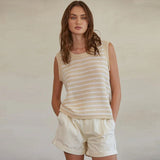 Autumn And Winter New Sweater Women's Knitted Stripes Hit The Hollow Sleeve Round Collar Coat HZ1208