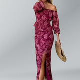 Women's Clothing 2025 Spring New Ins Print Lotus Leaf Side Dress Half Dress Fashion Set HZ1208