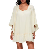 2025 New Pregnant Women Loose Lotus Leaf Sleeve Dress Mid-Sleeve Large-Size Casual Dress Southeast Asian Fashion Fairy Dress HZ1208