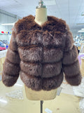Fur Fever Imitation Fox Fur Coat Women's Short-Sleeved Fur Coat HZ1208