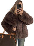 New Imitation Fur Jacket Lady Loose Long-Sleeved Coat Toka Fox Hair In Autumn/Winter 2025 HZ1208