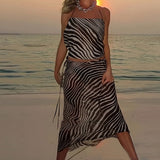 Women's Clothing 2025 Spring New Ins Print Lotus Leaf Side Dress Half Dress Fashion Set HZ1208