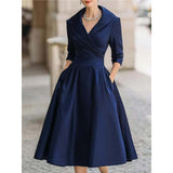 Women's Spring And Autumn Temperament Collar Waist Dress Thin Elegant Ladies Dress HZ1208