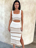 Bikini Shirt Striped Short Shirt Fork Bag Hip Half Dress Two-Piece Dress Woman HZ1208