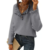 Spring And Autumn 2025 New Women's Knitted Top Casual Long-Sleeved Button-Lace Cloth Cloth Sweater HZ1208