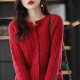 Vintage Lazy Wind Soft Glutinous Sweater Spring And Autumn Winter 2025 New High-End Blouse Knitted Thick Open-Shirt Coat Woman HZ1208