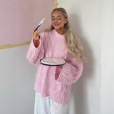 Exploding Knitted Shirt Home Cardigan Short Vest Shorts Light Pink White Optional Comfortable Fashionable Autumn And Winter Woman HZ1208