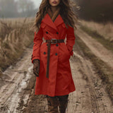 2025Insshein West Autumn And Winter Double Buckle Wind Coat Women's Clothing HZ1208