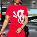 Trendy Letter Print Loose Short-Sleeved Top Street Hip-Hop Men And Women T-Shirt Shorts 2025 HZ1208