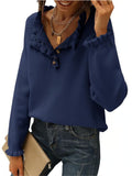 Spring And Autumn 2025 New Women's Knitted Top Casual Long-Sleeved Button-Lace Cloth Cloth Sweater HZ1208