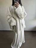New Cloud Stone Fox Thick Warm Bat Sleeve Fur One-Piece Shawl Woman Lazy Smooth And Environmentally Friendly Coat HZ1208