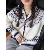 Autumn And Winter Retro Fair Island Sweater Coat Female White Jaccupy Milk Fufu Soft Glutinous Outer Knitted Shirt Top HZ1208