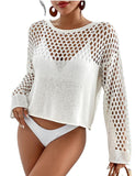 New Beachwear Knitted Long-Sleeved Bikini Shirt HZ1208