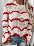 Yang Yang Autumn New Women's Sweater Wavy Horn Long-Sleeved Knitted Shirt Top HZ1208
