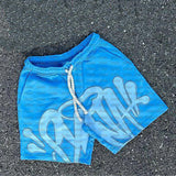 Trendy Letter Print Loose Short-Sleeved Top Street Hip-Hop Men And Women T-Shirt Shorts 2025 HZ1208