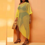 New Beach Hoodie Cover With Short Sleeves Of Beach Sunscreen Seaside Vacation Large-Size Loose Hollow Knitted Jersey Shirt HZ1208