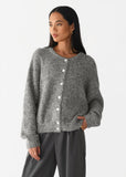 Hot White With Soft Knitted Cardigan Female Retro Buckle Gray Wool Sweater Coat In Wind HZ1208