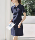 Korean Academy Style Embroidery Polo Dress Women Summer New Skinny Casual Dress Dress Female HZ1208