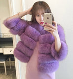 Fur Fever Imitation Fox Fur Coat Women's Short-Sleeved Fur Coat HZ1208
