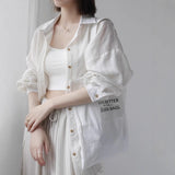 Spring And Summer 2025 New Loose Thin Sunscreen Striped Cotton Long-Sleeved Shirt In The Long Retro Coat HZ1208