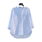 Cotton Long-Sleeved Shirt 2025 Spring And Autumn Thin Casual Korean Version Of The Open Shirt Simple Loose Fashion Thin Coat Woman HZ1208