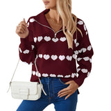 Autumn And Winter New Sweater Women Fashion Zipper Love Love Long-Sleeved Coat HZ1208