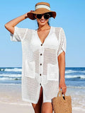 Beach Hoodie Hollow Knitted Short Sleeve Open-Sleeve Seaside Swimsuit Sunscreen Coat Woman HZ1208