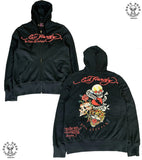 Skull-Skull Butterfly Street Hickolote Harajuku Y2k Black Zipper Double Jacket Woman HZ1208