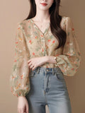 2025 New Burst Spring Summer French Beauty High-End Feel Shirt Blouse Broken Snowflake Long-Sleeved Shirt Women Summer HZ1208