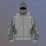 High Street Color Double Hat Design Letter Hooded Cardigan Autumn And Winter Loose Y2K Sweater Set HZ1208