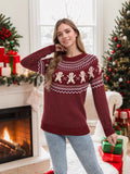 Autumn And Winter New Christmas Sweater Women Loose Knitting Wave Point Snowflake Cartoon Coat HZ1208