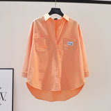 Cotton Long-Sleeved Shirt 2025 Spring And Autumn Thin Casual Korean Version Of The Open Shirt Simple Loose Fashion Thin Coat Woman HZ1208