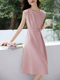 Two-Color High-Taught Commuting Waist Temperament Dress In The Summer Of 2025 New Cover Sleeves Thin Senior Sense Skirt Women HZ1208