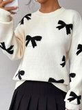 Yangyang Autumn And Winter Sweater Women's Round Collar Bow Tie Knitting Knitting Factory HZ1208