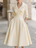 Women's Spring And Autumn Temperament Collar Waist Dress Thin Elegant Ladies Dress HZ1208
