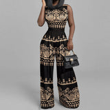 Women's Clothing In The Spring Of 2025 New Fashion Hot Casual Trousers Dress Print Sleeveless Jumpsuit HZ1208