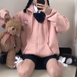 Cute Soft Sister Student Cartoon Meal Jk Coat Zipper Koloumi Cotton Hoodie Jade Cinnamon Dog Print HZ1208
