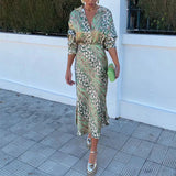 Spring 2025 New Women's Print Elegant Collar Long-Sleeved Shirt High-Waisted Skirt Fashion Suit Woman HZ1208