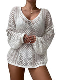 Ocean's New Beach Hooded Knitted Loose Long-Sleeved Swimsuit Sunscreen HZ1208