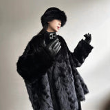New Cloud Stone Fox Thick Warm Bat Sleeve Fur One-Piece Shawl Woman Lazy Smooth And Environmentally Friendly Coat HZ1208