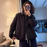 Simple Collar Dark Buckle Cotton Coat Short Coat Women's Autumn And Winter New Loose Thin Cotton Coat Tide HZ1208