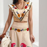 Women's Clothing 2025 Spring New Ins Print Lotus Leaf Side Dress Half Dress Fashion Set HZ1208