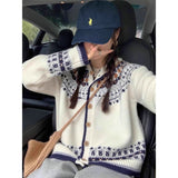 Autumn And Winter Retro Fair Island Sweater Coat Female White Jaccupy Milk Fufu Soft Glutinous Outer Knitted Shirt Top HZ1208