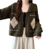 The Atmosphere Feels Small Korean Linge Collar With Sweater Women Winter Lazy Wind Loose Soft Knitted Open Shirt HZ1208