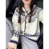 Autumn And Winter Retro Fair Island Sweater Coat Female White Jaccupy Milk Fufu Soft Glutinous Outer Knitted Shirt Top HZ1208