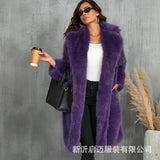 Autumn And Winter Imitation Fox Thick Long Suit Collar Imitation Fur Coat In The Long Plush Fur Coat HZ1208